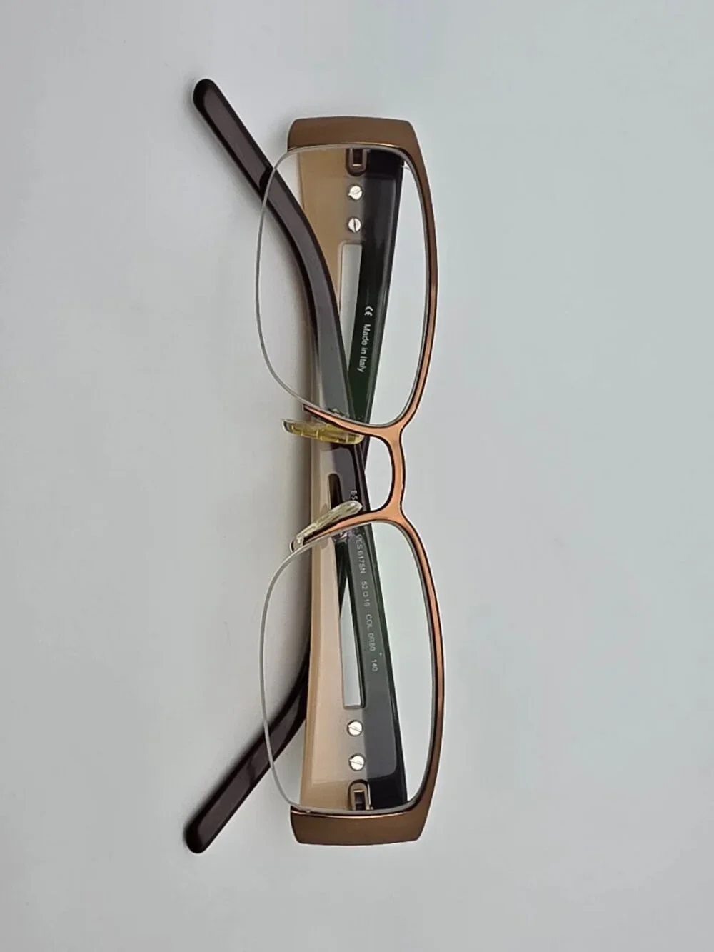 Escada VES 617SN Col. 0R80 Bronze Cream Semi Rimless Eyeglasses Frame Italy 52mm